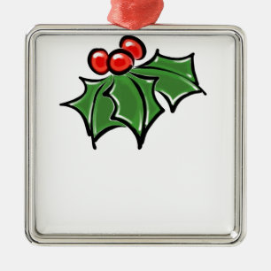 Ornement En Métal Holly Feuilles, Holly baies, fun vacances botaniqu