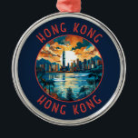 Ornement En Métal Hong Kong Chine - Cercle en détresse rétrograde<br><div class="desc">Modèle de déplacement vectoriel rétro de Hong Kong. A Blend of East and West : Hong Kong se targue d'un mélange captivant d'influences chinoises et occidentales.</div>