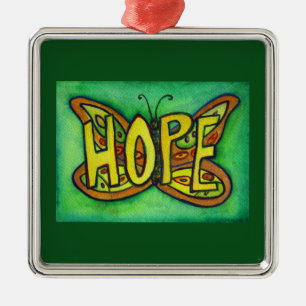 Ornement En Métal Hope Butterfly Word Art Cadeau de vacances