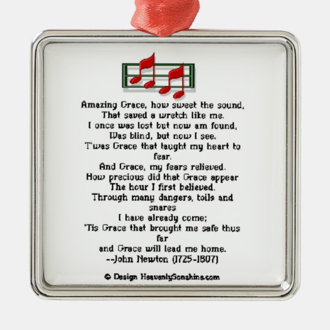 Ornement En Métal Hymne extraordinaire de grâce (Devant)