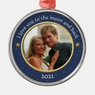 Ornement En Métal I Love You to the Moon and Back Photo Ornament