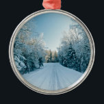 Ornement En Métal Ice & Snow | Frozen Winter Road Russia, Siberia<br><div class="desc">This amazing Getty Images photo features  a frozen winter road in Russia,  Siberia,  Altai,  the Ust-Koksenskiy region.</div>