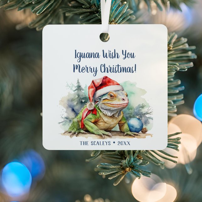 Ornement En Métal Iguana vous souhaite un joyeux Noël (iguana wish you merry christmas ornament
)
