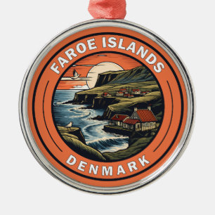Ornement En Métal Îles Féroé Danemark Insigne d'art de voyage