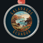 Ornement En Métal Îles Galapagos Cercle en détresse rétro<br><div class="desc">Les îles Galápagos dans un style vectoriel. Les îles Galápagos sont un archipel volcanique de l'océan Pacifique. Il est considéré comme l'une des destinations les plus prisées au monde pour l'observation de la faune.</div>