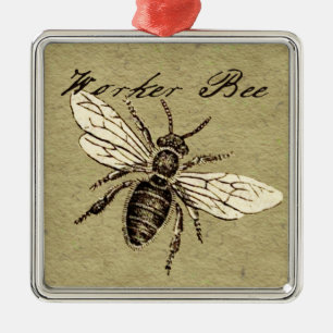 Ornement En Métal Illustration Antique d'Abeille Ouvrière Insecte Vi