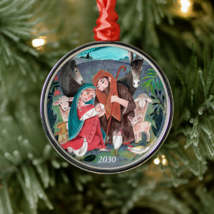 Ornement En Métal Illustration de Noël religieuse de la Nativité