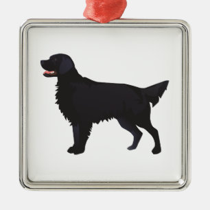 Ornement En Métal Illustration Flat-Coated Retriever Dog Breed