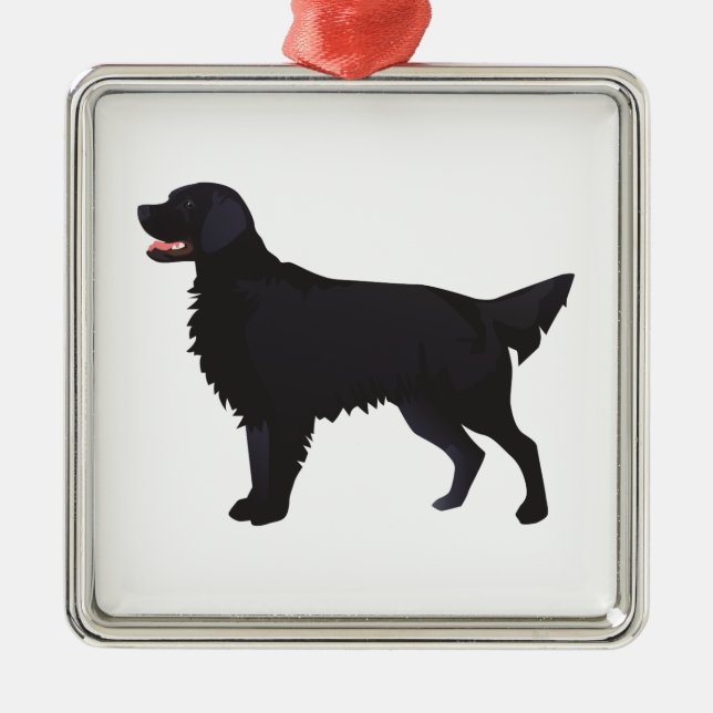 Ornement En Métal Illustration Flat-Coated Retriever Dog Breed (Devant)