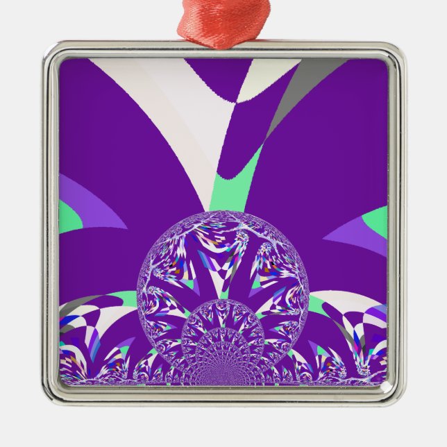 Ornement En Métal Imprimante d'art bleu rétro Cyan Kaleidoscope (Devant)