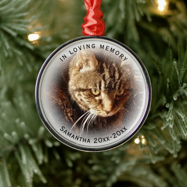 Ornement En Métal In Love Memory Photo Name Cat Dog Pet Premium (Arbre)