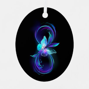 Ornement En Métal Infinité brillante avec papillon magique