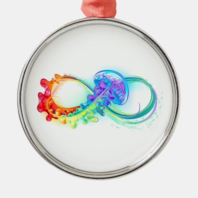 Ornement En Métal Infinity avec Rainbow Jellyfish (Devant)