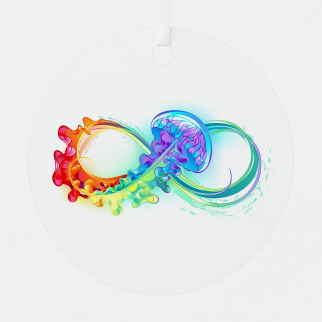 Ornement En Métal Infinity avec Rainbow Jellyfish (Recto)