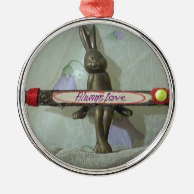 Ornement En Métal Inspirational Rabbit : Always Love Sign Art Print (Devant)