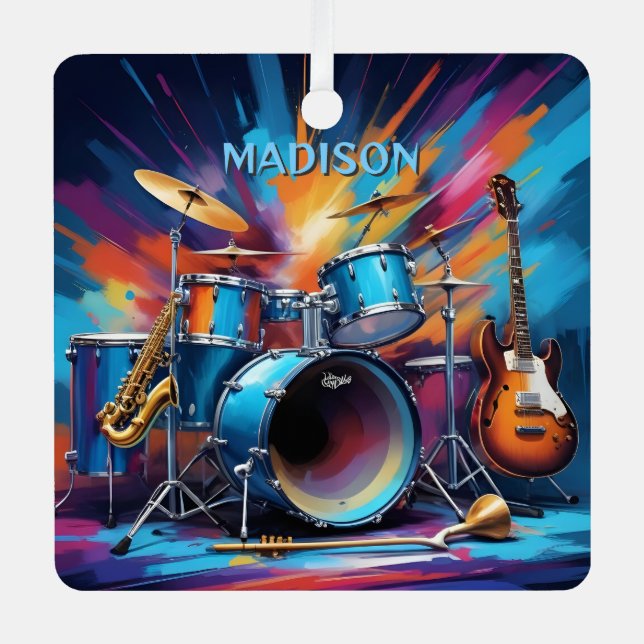 Ornement En Métal Instruments de musique de nom personnalisé (Recto)