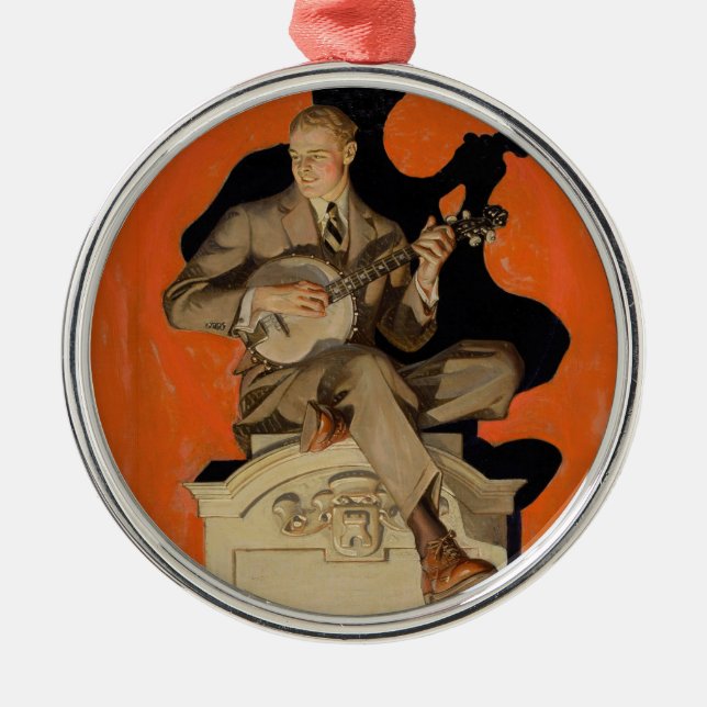 Ornement En Métal J.C. Leyendecker Joueur de banjo 1920 Art déco Art (Devant)