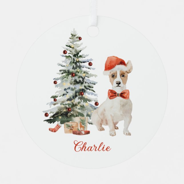 Ornement En Métal Jack Russell Dog Personalized Christmas Ornament (Recto)