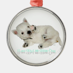 Ornement En Métal J'adore mon petit chien blanc - chiot Westie