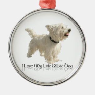 Ornement En Métal J'adore mon petit chien blanc - Westie