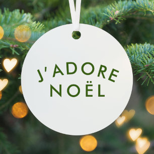 Ornement En Métal J'adore Noel Christmas Minimalist Green White