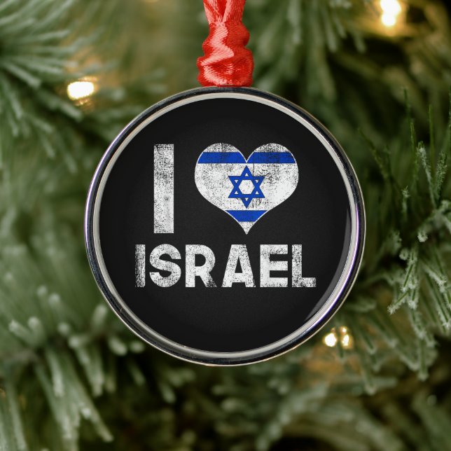 Ornement En Métal J'aime Israël (Arbre)