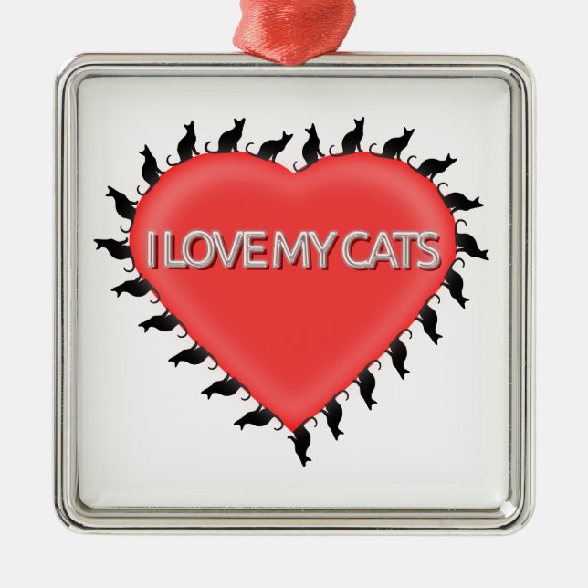 Ornement En Métal J'Aime Mes Chats (Devant)