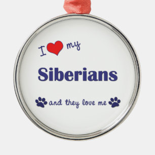 Ornement En Métal J'aime mes Sibériens (les chats multiples)