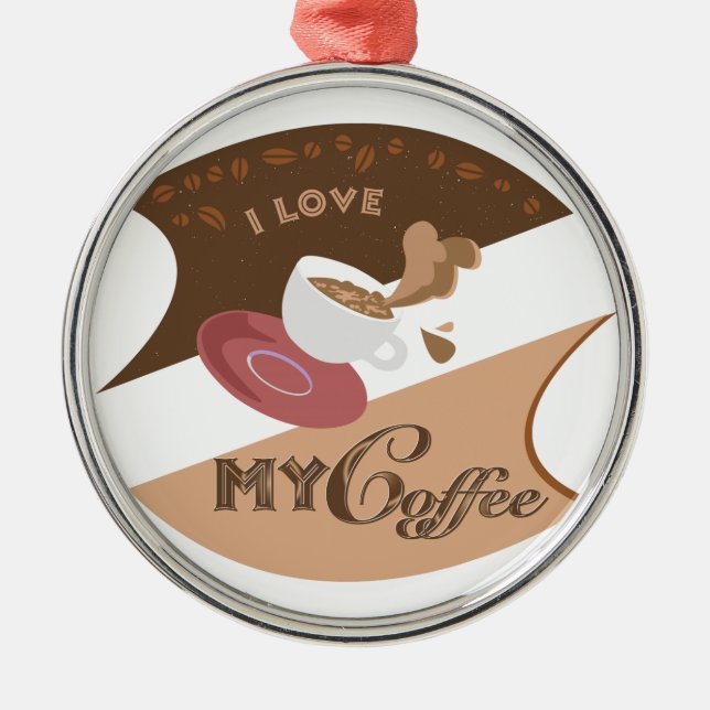 Ornement En Métal J'aime mon café Retro Java (Devant)