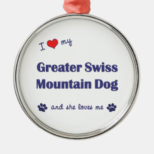 Ornement En Métal J'aime mon plus grand chien suisse de montagne (le