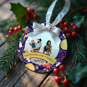 Ornement En Métal Jardin botanique floral Elégant cadre photo violet