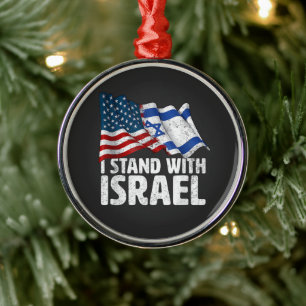 Ornement En Métal Je suis avec Israël Drapeau américain USA