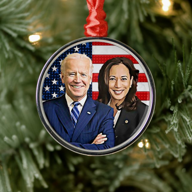 Ornement En Métal Joe Biden et Kamala Harris Keepsaké Souvenir 2020 (Arbre)