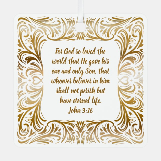 Ornement En Métal John 3:16 Nom personnalisé Golden Unique Noël (Recto)