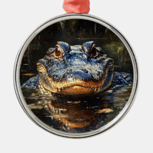 Ornement En Métal Joli Alligator en Floride Everglades Peinture