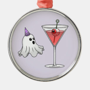 Ornement En Métal Joli fantôme d'Halloween et cocktail effrayant