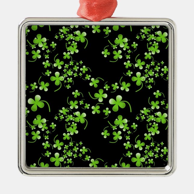 Ornement En Métal Joli motif Shamrock, vert sur accessoire noir (Devant)