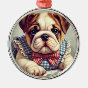 Ornement En Métal Joli Vintage anglais Bulldog Art
