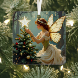 Ornement En Métal Jolie Fée Noël Enchanté Personnalisé