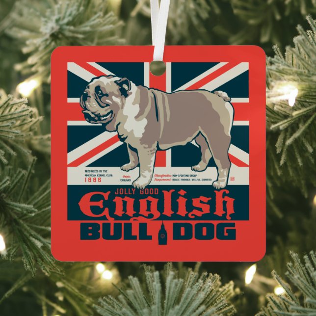 Ornement En Métal Jolly Good English Bulldog (Insitu)