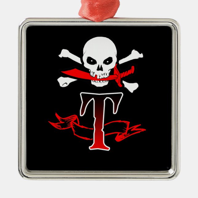 Ornement En Métal Jolly roger T Monogramme initial (Devant)
