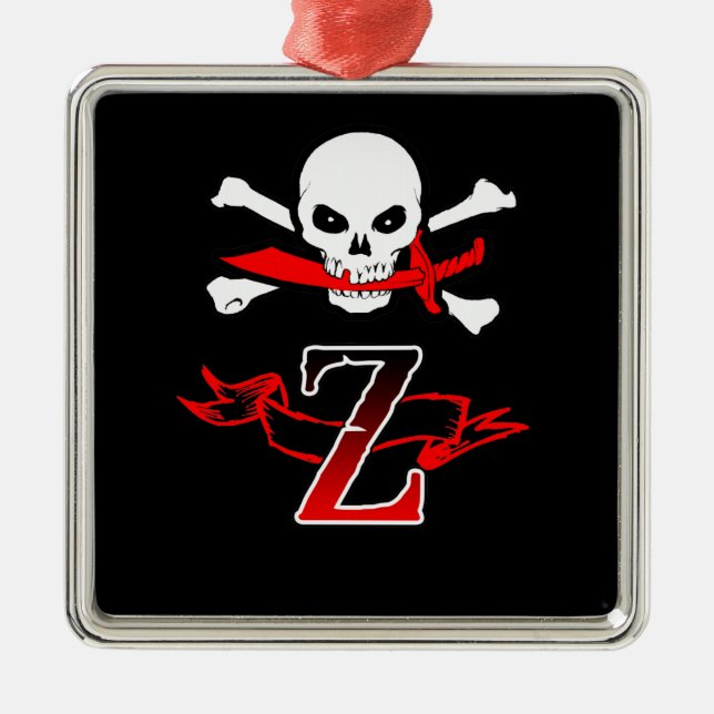 Ornement En Métal Jolly roger Z Monogramme initial (Devant)