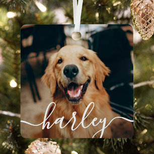 Ornement En Métal Jouer Script Pet Photo Noël