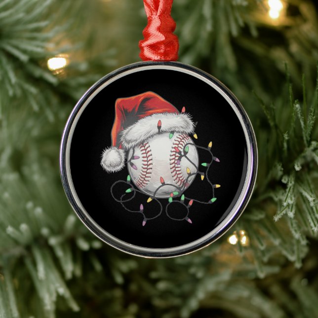 Ornement En Métal Joueur de baseball de Noël de père Noël Sports (Arbre)
