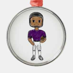Ornement En Métal joueur de football vintage rétro violet noir simpl