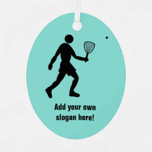 Ornement En Métal Joueur de squash ou de racquetball et votre texte