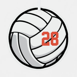 Ornement En Métal Joueur de volley-ball blanc Black Orange Sports Aw