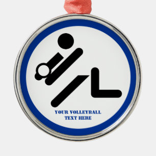 Ornement En Métal Joueur de volley-ball noir, blanc, bleu icon custo
