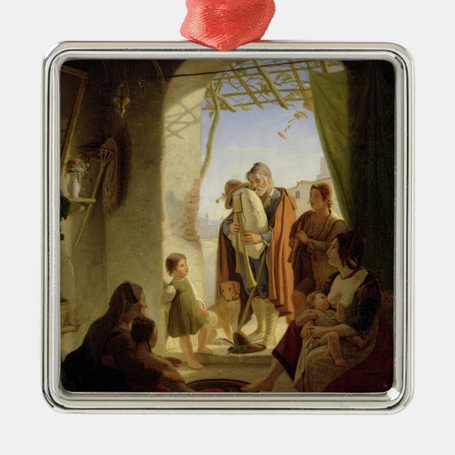 Ornement En Métal Joueur napolitain de cornemuse à Rome hivernal, (Devant)