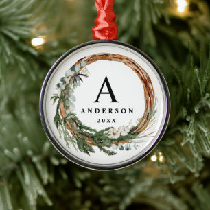 Ornement En Métal Jour férié de la couronne de feuillage minimal mod